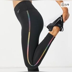 Nike Black Leggings with Rainbow Stripe